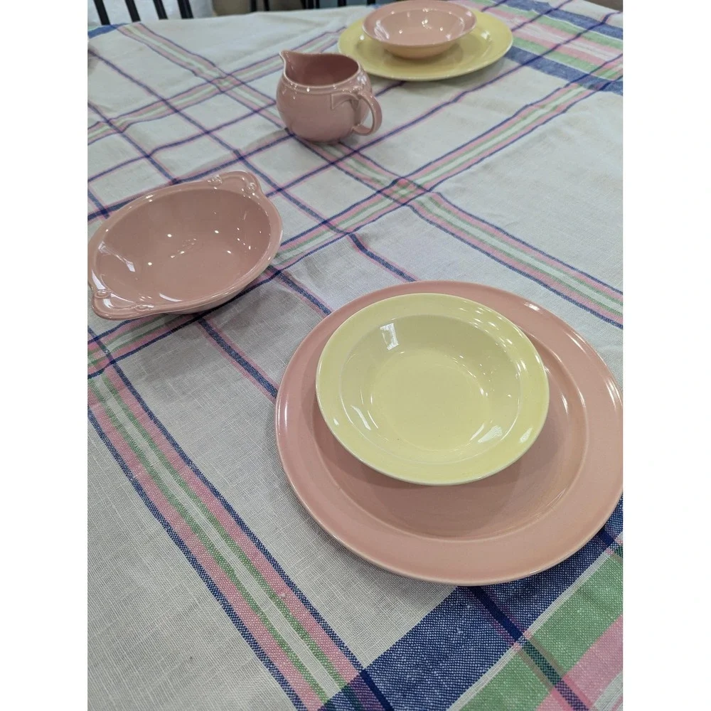 Vintage Lu-Ray Pastels Set Pink and Yellow